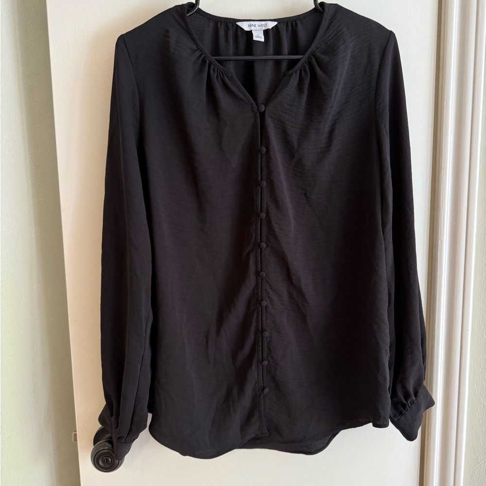 Nine West Black Long Sleeve Blouse